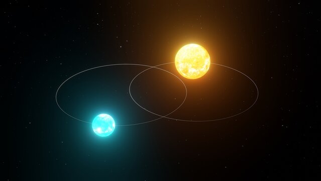 3D Illustration of binary star system 4K