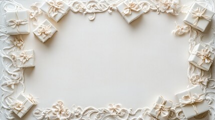 A decorative arrangement of small gift boxes on a textured background.