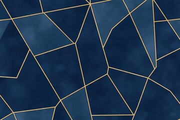 Abstract Navy Blue and Gold Geometric Pattern
