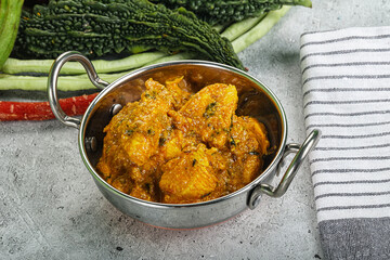 Spicy chicken masala in the bowl