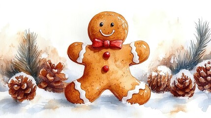 Festive Gingerbread Man with Frosting Decoration