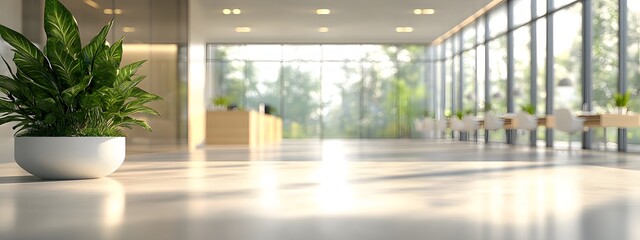 Fototapeta premium Blur focus of White open space office interior can be used as background 