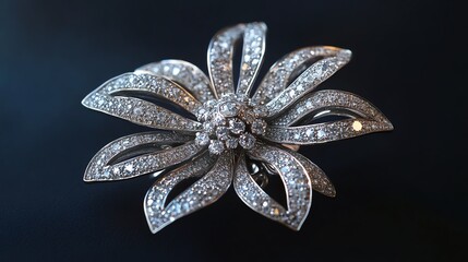 Fototapeta premium Elegant floral brooch with sparkling diamonds.