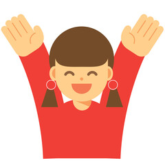 万歳をする笑顔の女性のアイコン