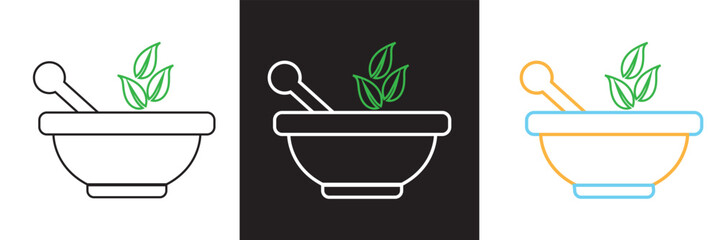 Herbal Medicine  icon set.  isolated on white and black background. EPS 10
