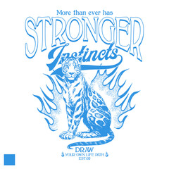 Strong varsity slogan design with leopard illustration