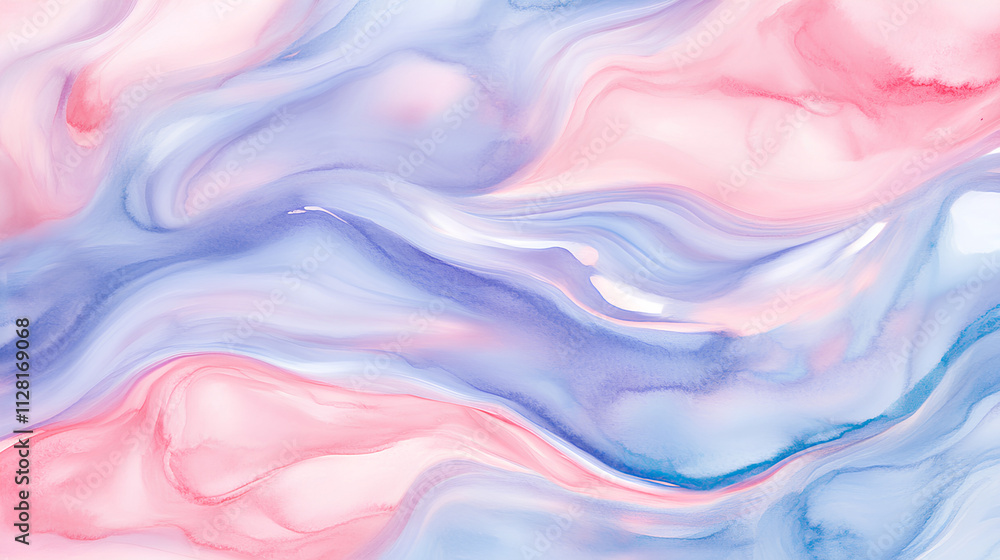 Poster soft silk waves in blue and purple with smooth motion and light texture creating a beautiful fabric 