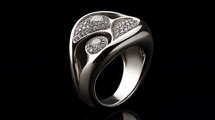 Elegant silver ring with diamond accents.