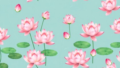 pink lotus flowers or pattern with pink tulips. pattrent of lotus. wallpaper lotus. pink tulips seamless pattern