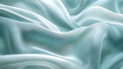Obraz premium Soft, flowing light teal silk fabric with gentle waves and folds.