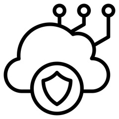 Cloud safety icon outline vector illustration