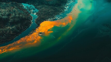 Polluted River Waterway Impacted by Lithium Mining Practices and Effluents