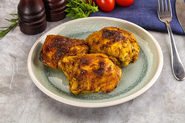 Roasted chicken thighs  with spices