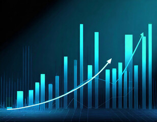 右上がりに伸びる成長をイメージした棒グラフ