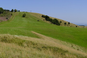 Fototapeta premium Landschaft am Himmeldunkberg im Bioshärenreservat Rhön zwischen Hessischer Rhön und Bayerischer Rhön, Deutschland