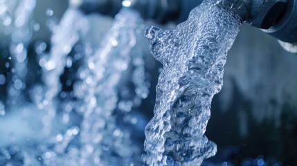 An extreme closeup of a water filtration system highlighting the implementation of sustainable practices to conserve water and protect local water sources.