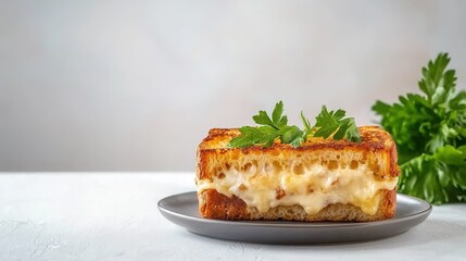 Delectable Baked Pasta Casserole with Melted Cheese and Fresh Herbs on Plate