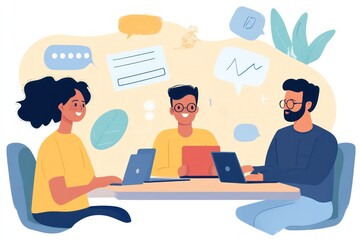 Team members providing constructive feedback in a supportive and collaborative environment.