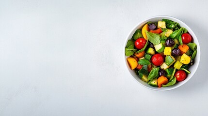 Vibrant Vegetable Salad on Minimalist Background