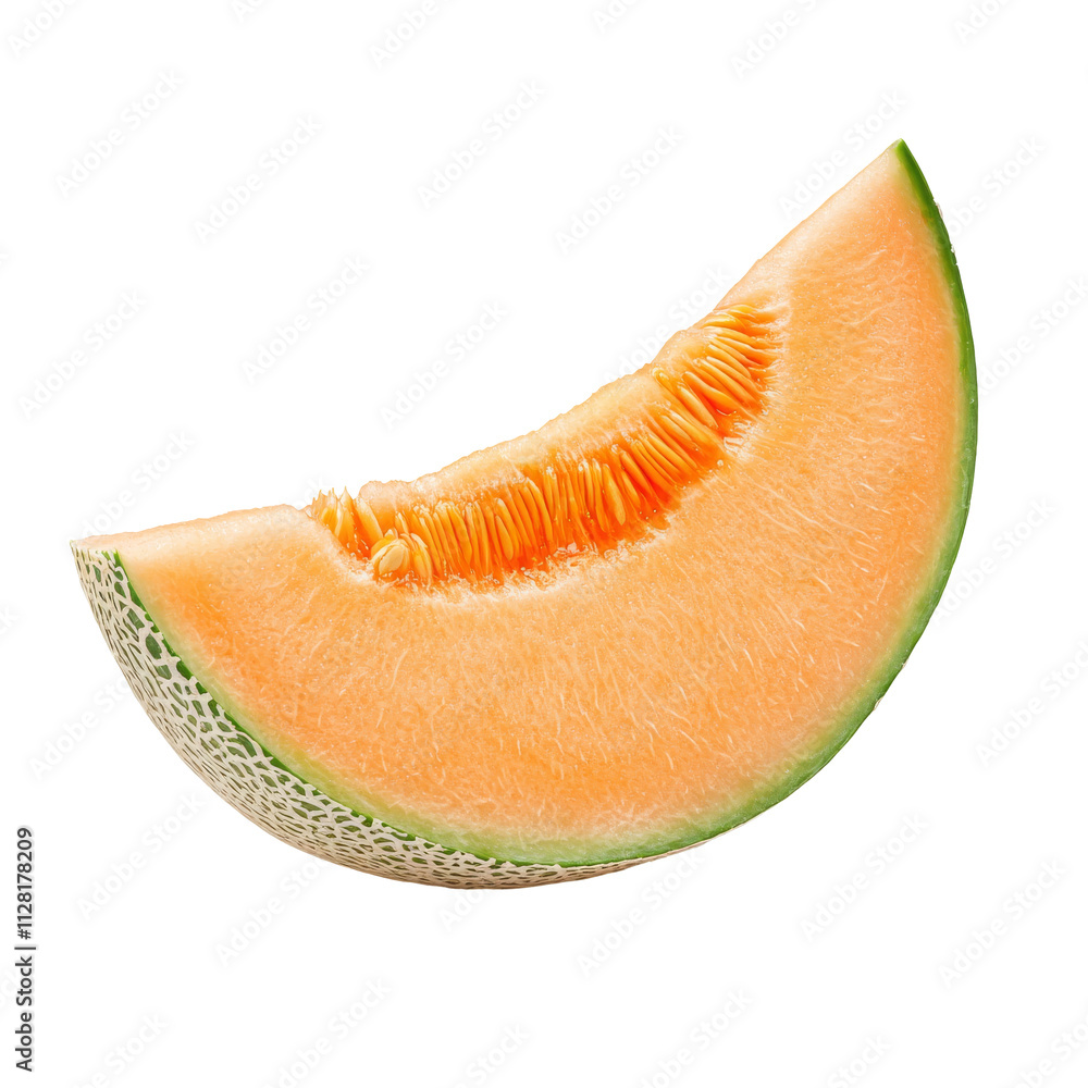 Poster delicious segment of ripe cantaloupe melon on a transparent background