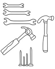 Spanner, Hammer, Steel Nails Vector tools are essential digital resources for architects, engineers, and designers tools typically use vector graphics to create precise,scalable illustrations.