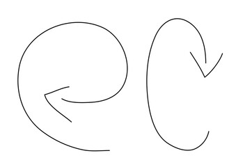 黒の手描きカーブの矢印セット