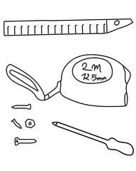 Ruler, 2m Tape, Screwdriver, Small screw vector tools are essential digital resources for architects, engineers, and designers tools typically use vector graphics to create precise,scalable.
