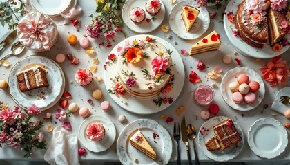 Top View of a Cake Table with Elegant Decorations