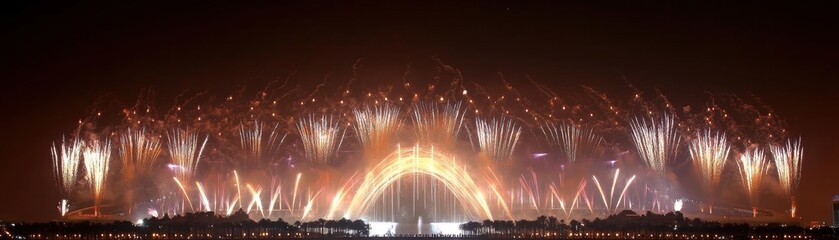 Spectacular Fireworks Display over Cityscape at Night