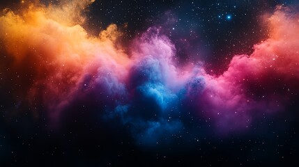 Obraz premium A vibrant cosmic cloud filled with colorful gas and stardust in the universe.