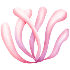 Watercolor coral reef flora and seaweed under the sea