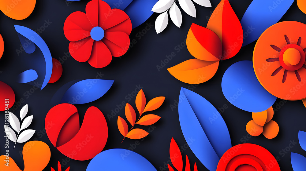 Poster vibrant floral patterns digital artwork colorful abstract design studio close-up view creative expre