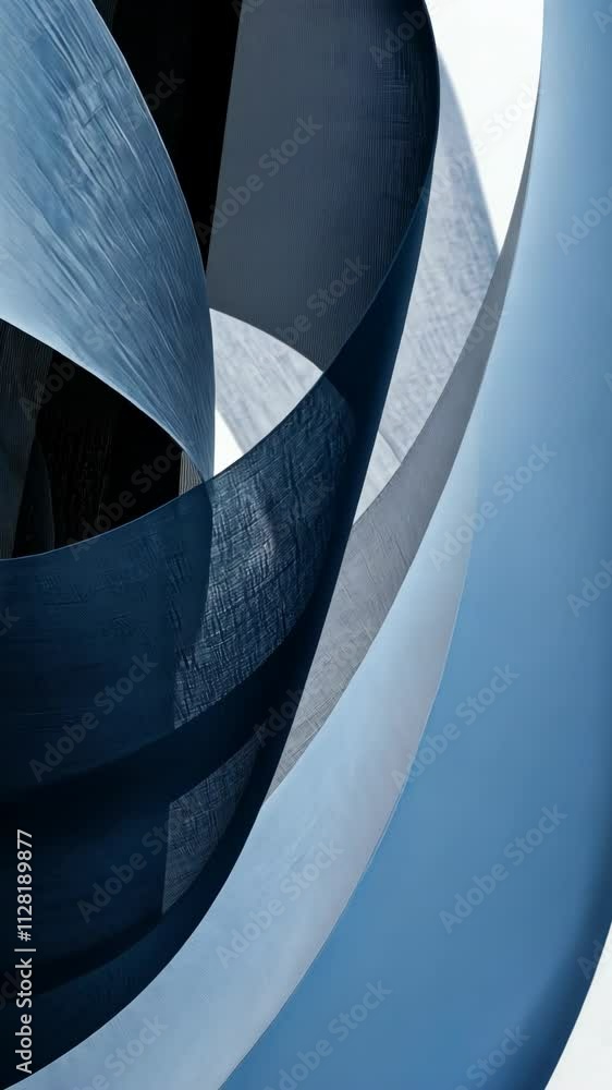 Poster abstract design featuring layered blue curves and textures in a harmonious composition