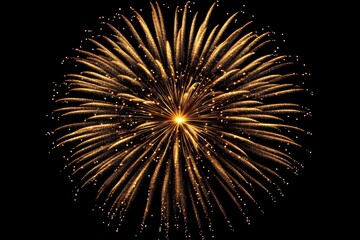 Golden Fireworks Burst at Night