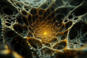 Abstract Gold and Black Cellular Structure