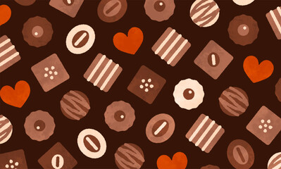 バレンタインデーにぴったり。チョコレートの背景素材。