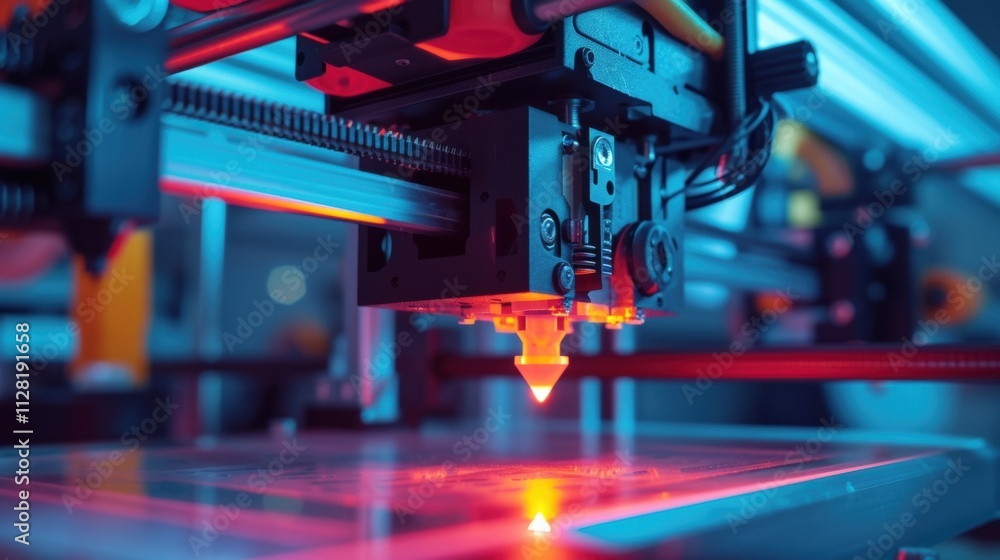 Aufkleber closeup of a 3d printer in action representing the shift towards additive manufacturing and the pote