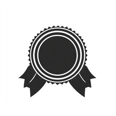 Blank black and white award seal with ribbon.