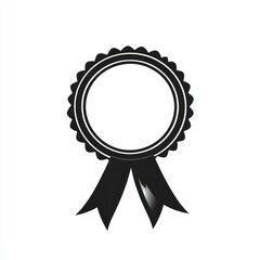 Blank black award rosette with ribbon.
