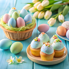 Fototapeta premium easter cake and eggs