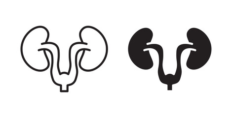 Urology icons in flat and line style set.