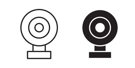 Webcam icons in flat and line style set.