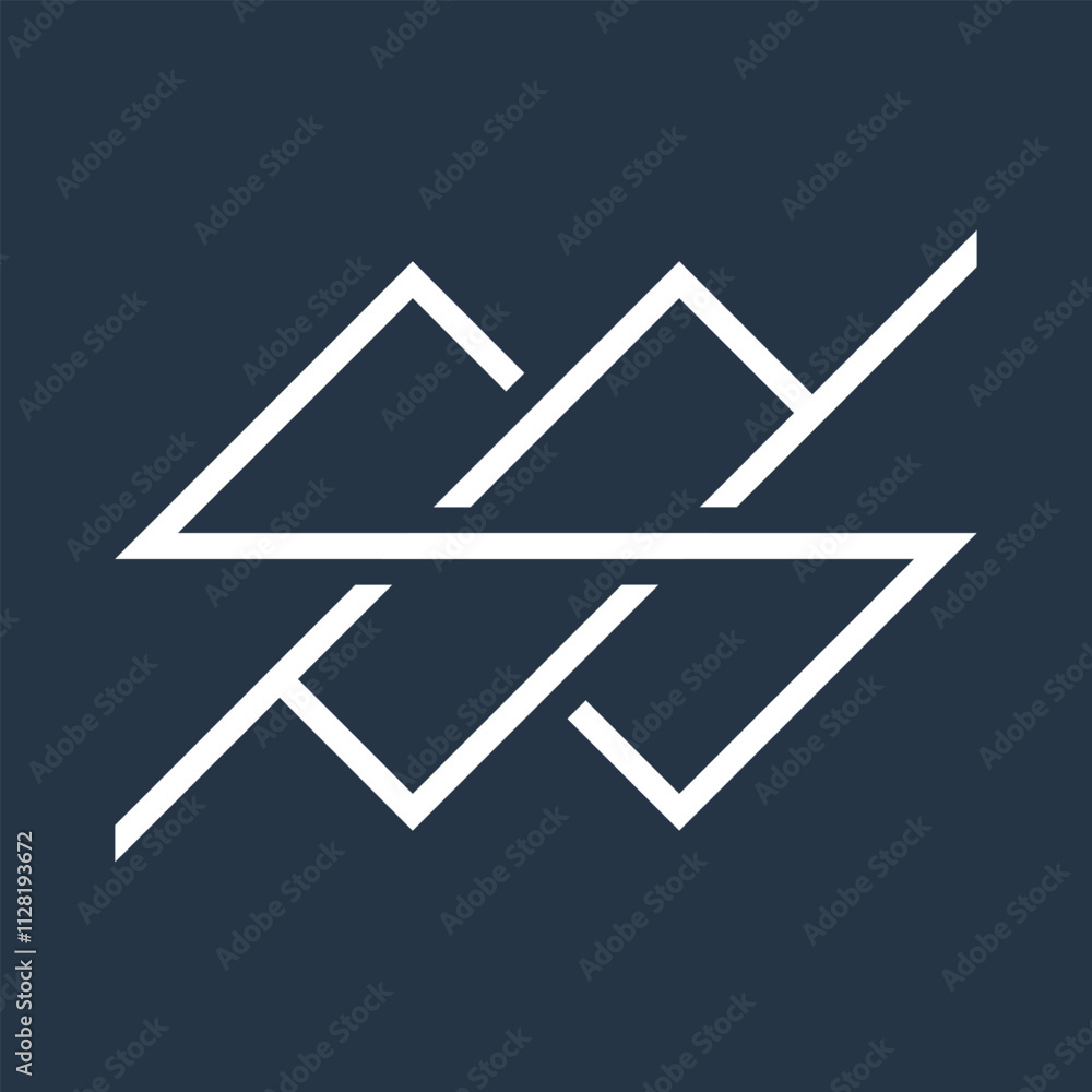 Aufkleber this is a simple abstract monogram logo of letter ss in sharp line style in white color on a black b