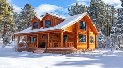 Cozy Log Cabin Winter Wonderland Snowy Escape