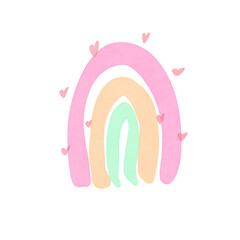 rainbow watercolour illustration for kids education, decoration, printing, fabric, background