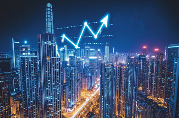 city skyline at night