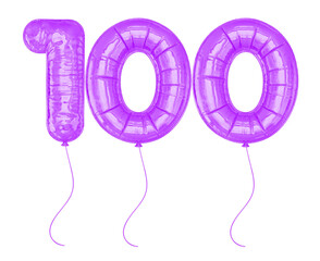 Purple Balloon Number 100