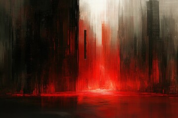 Red Cityscape at Dusk