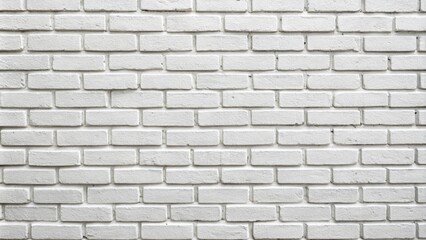 Fototapeta premium Minimalist White Brick Wall Texture Background - Clean Concrete Grid, Uneven Brickwork Flooring