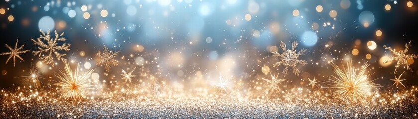 Sparkling New Year's Eve Background with Glitter and Fireworks